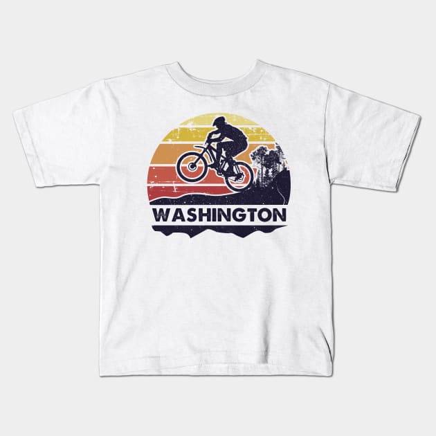 Washington mountain biking Kids T-Shirt by SerenityByAlex